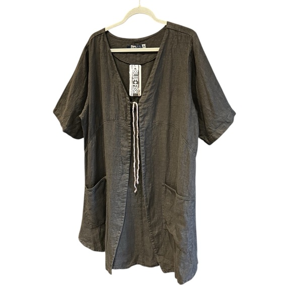 NWT BLUE FISH 5306 Contrast Cardi Faded Iron-U Linen 0 - Picture 6 of 16